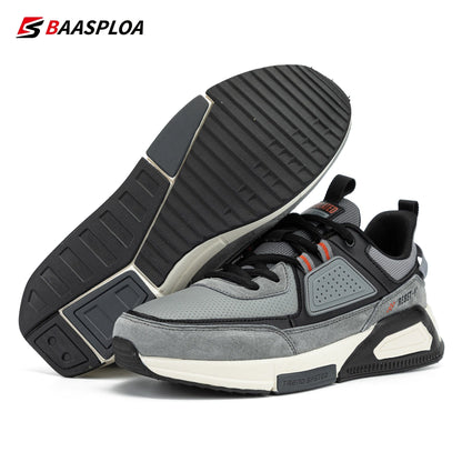 Baasploa Men Casual Waterproof Running Shoes Fashion Leather Skateboard Shoes Non-slip Wear-resistant Male Sport Shoes  New