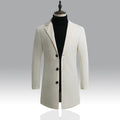 New Men's Casual Long Windbreaker Jacket / Male Solid Color Single Breasted Trench Coat Jacket