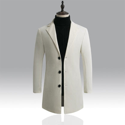 New Men's Casual Long Windbreaker Jacket / Male Solid Color Single Breasted Trench Coat Jacket