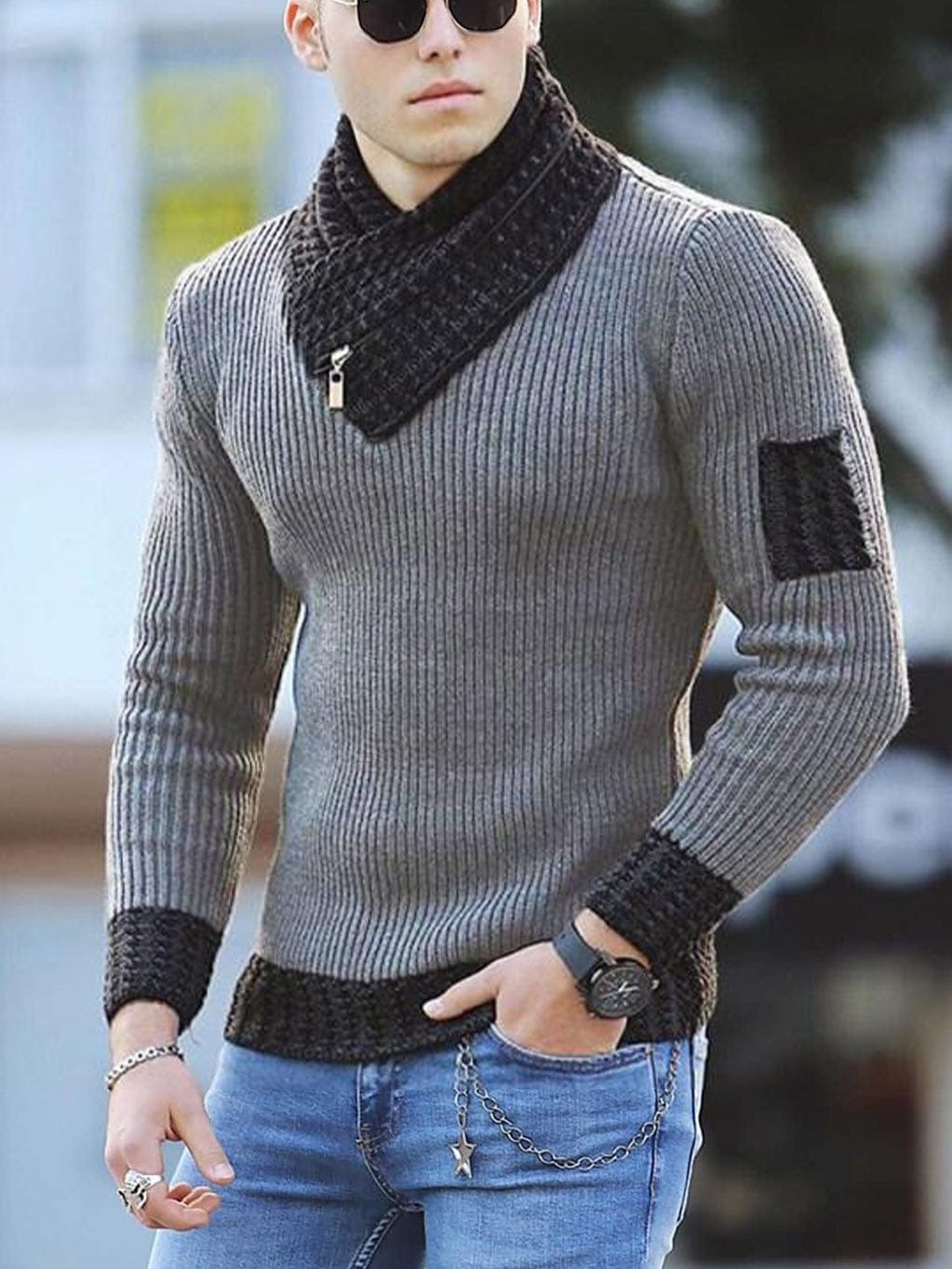 Autumn Winter Sweater Men 2021 New Arrival Casual Pullover Men Long Sleeve O-Neck Patchwork Knitted Men Sweaters Streetwear