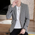 Brand Men Blazer Personality Wild Men's Suit Jacket High Quality Fashion Plaid Print Slim Fit Warm Blazer Coat Male S-3XL