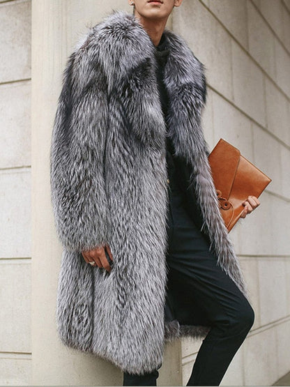 PFHQ  Men's Loose Trendy Imitation Mink Hair Coat New Fashion Faux Fur Fox Long Big Size Male Clothes Free Shipping 21Q4429