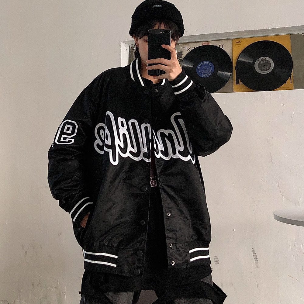 Men's Varsity Bomber Jackets Embroidery Letters Oversized Hip Hop Streetwear Casual Baseball Uniform Coats Vintage Male Clothing