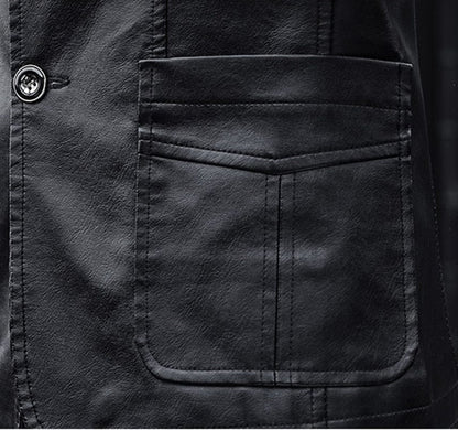 High Quality5XL Men's Fashion Business Elegant Solid Color Teen Leather Jacket Casual Slim Gentleman Italian Style Formal Blazer