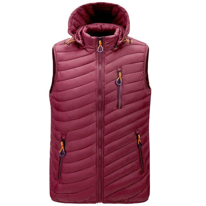 New Removable Hat Men's Waistcoat Simple Solid Color Warm Mens Jackets and Coats Winter Fashion Comfortable Men Vests