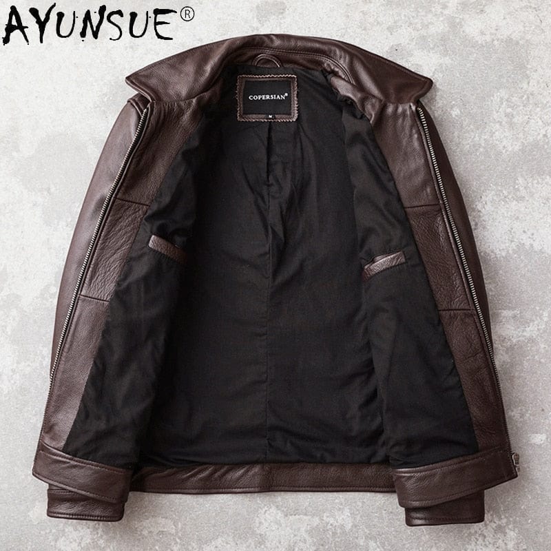 AYUNSUE Men&#39;s Real Cowhide jackets Genuine Leather Jacket Men Clothing Autumn Coat Mens Clothes jaqueta couro legítimo masculino