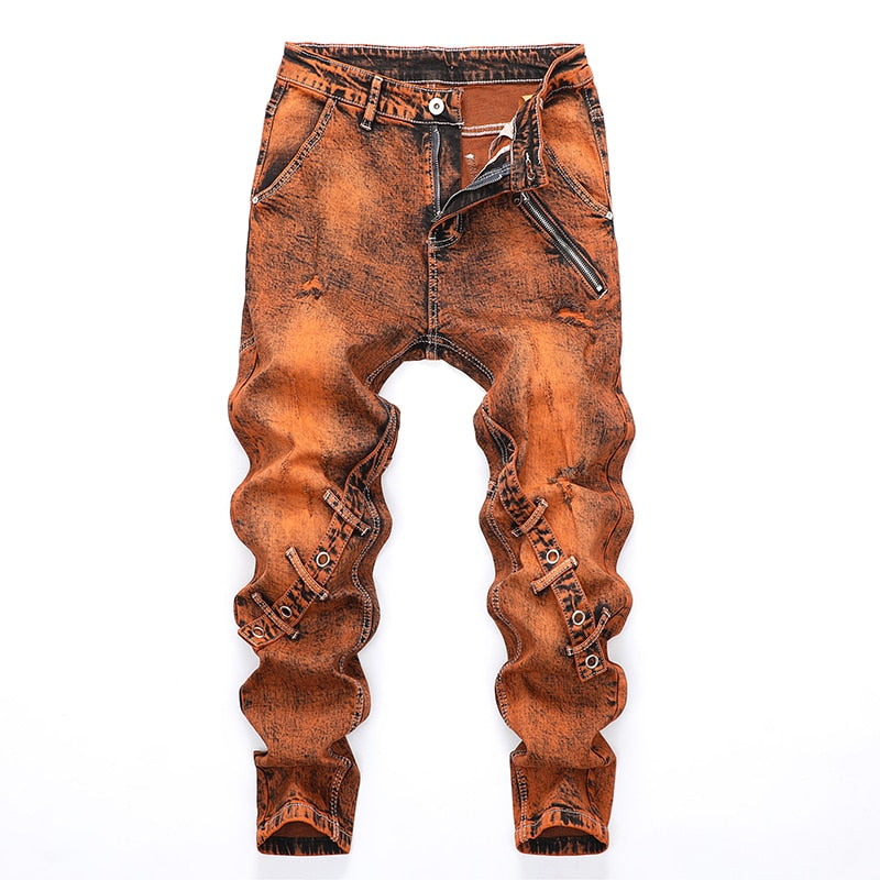 Men Jeans Streetwear Ripped Denim Pants Trend Brand Trousers For Men Casual Solid Biker Destroyed Hole Slim Fit High Quality