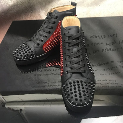 Luxury shoes, men's shoes, leather shoes, red-soled shoes, high-top men's shoes, casual shoes, printed shoes, black shoes