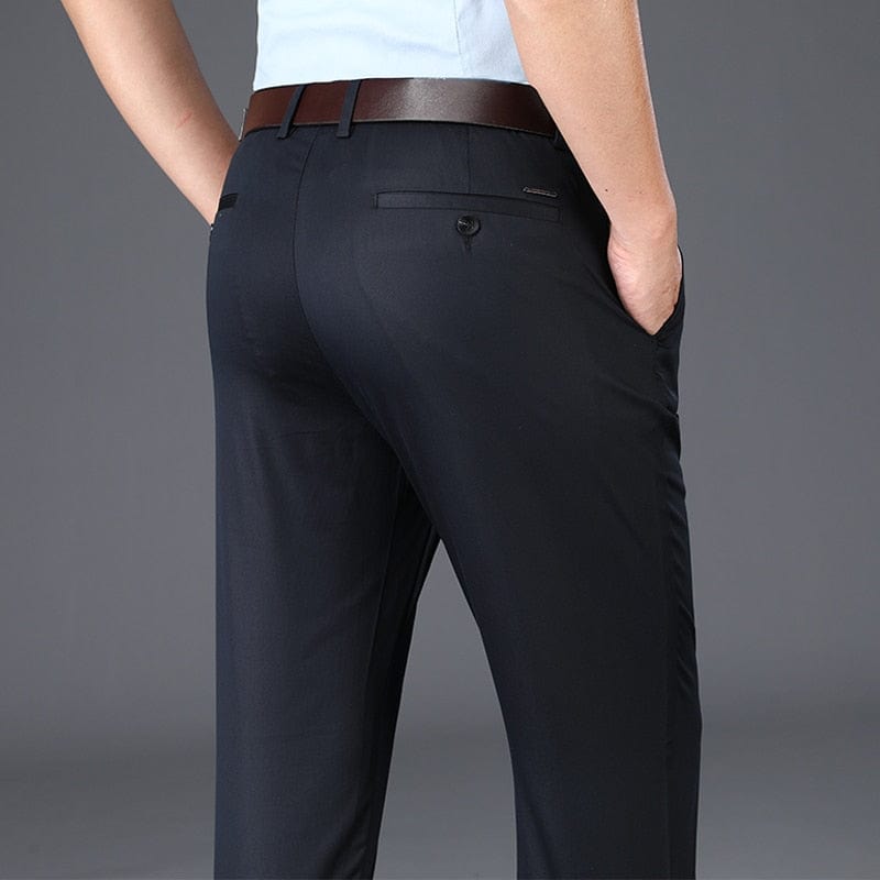 BROWON  New Arrival Casual Pants Men Mid Waist Straight Formal Long Trouser Adult Solid Color Flat Design Pant Business Men