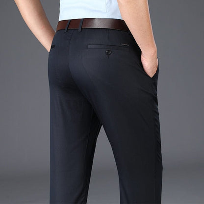 BROWON  New Arrival Casual Pants Men Mid Waist Straight Formal Long Trouser Adult Solid Color Flat Design Pant Business Men