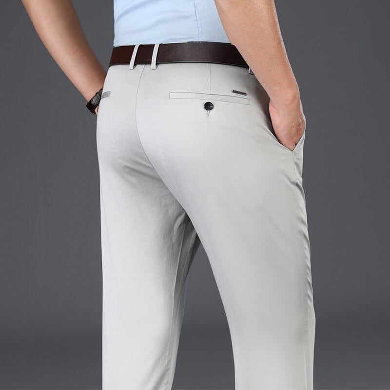 BROWON  New Arrival Casual Pants Men Mid Waist Straight Formal Long Trouser Adult Solid Color Flat Design Pant Business Men