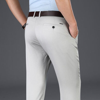 BROWON  New Arrival Casual Pants Men Mid Waist Straight Formal Long Trouser Adult Solid Color Flat Design Pant Business Men