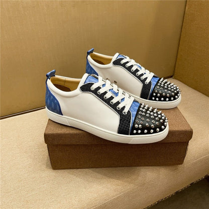 Luxury Shoes Men's Shoes Red Sole Shoes Leather Low Top Rivet Men's Shoes Casual Shoes Couple Shoes Casual Sports Shoes35-48