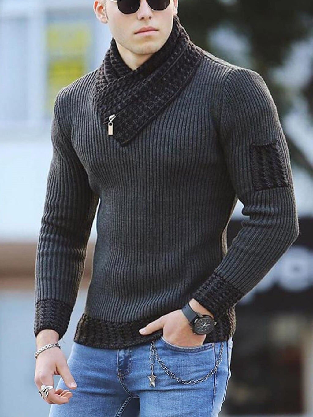 Autumn Winter Sweater Men 2021 New Arrival Casual Pullover Men Long Sleeve O-Neck Patchwork Knitted Men Sweaters Streetwear