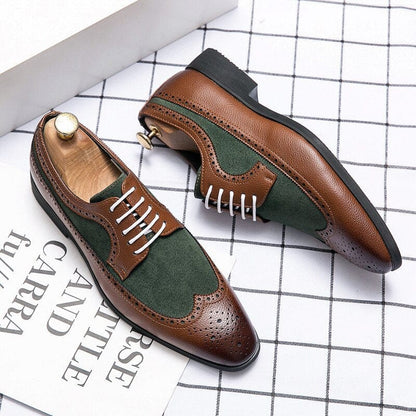 High Quality Men's Dress Leather Shoes Lace up Casual Shoes Men Dress Shoes Brogue Shoes Vintage Classic Business Wedding Shoes