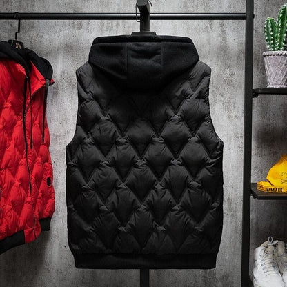 Fashion Men's Vest Jacket Hooded Autumn Winter Warm Sleeveless Jacket Men Casual Black Vest Thicken Plus Size Waistcoat L-5XL
