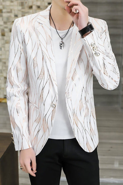 New Black Bronzing Men Blazers Slim Fit Business Casual Suit Jacket Streetwear Social Wedding Dress Coat Costume Homme