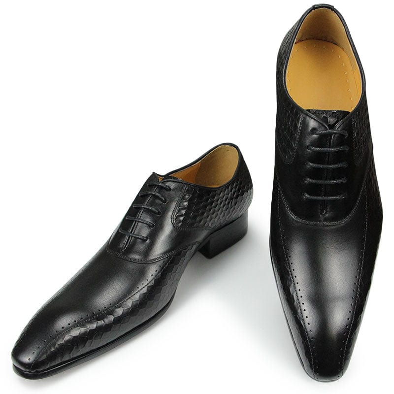 Pantofi de rochie pentru bărbați din piele oxford sociali ocazional model clasic office soulier homme imprimare manuală care crește înălțimea ABS01