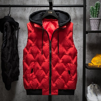 Fashion Men's Vest Jacket Hooded Autumn Winter Warm Sleeveless Jacket Men Casual Black Vest Thicken Plus Size Waistcoat L-5XL