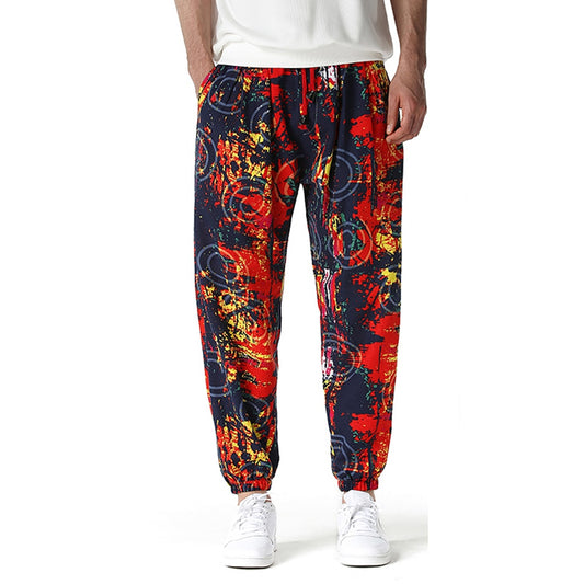 Pantaloni din bumbac, in, pentru bărbați, modă, talie mijlocie, bărbați, casual, hip hop, largi, turism, mărimi mari, îmbrăcăminte de vară, îmbrăcăminte de stradă