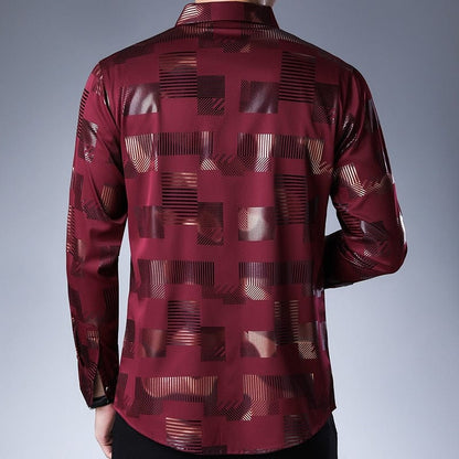Brand Casual Spring Luxury Plaid Long Sleeve Slim Fit Men Shirt Streetwear Social Dress Shirts Mens Fashions Jersey 2306