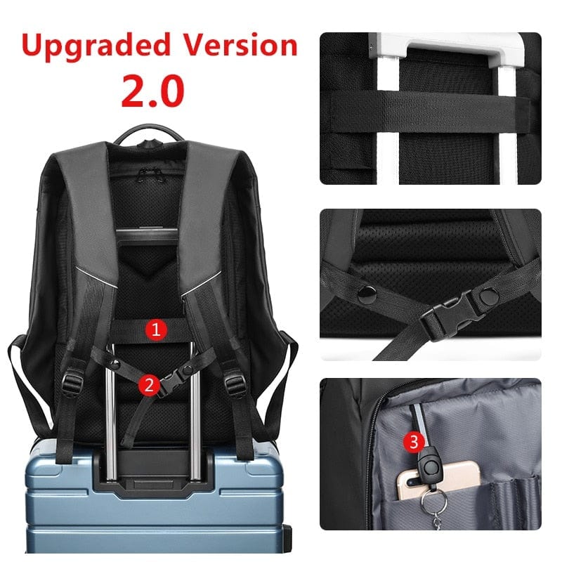 EURCOOL 17 Inch Laptop Backpack For Men Waterproof Functional with USB Charging Backpacks Male Business Men's Rucksack Mochila