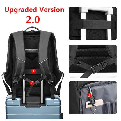 EURCOOL 17 Inch Laptop Backpack For Men Waterproof Functional with USB Charging Backpacks Male Business Men's Rucksack Mochila