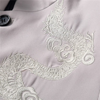 2 Pcs Set Stand Collar Blazers Jacket Pants /  Fashion New Men's Casual Boutique Business Solid Color Suit Coat Trousers