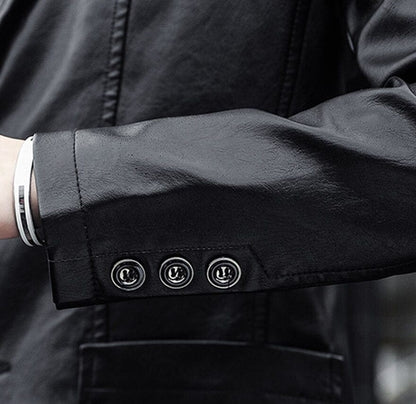 High Quality5XL Men's Fashion Business Elegant Solid Color Teen Leather Jacket Casual Slim Gentleman Italian Style Formal Blazer