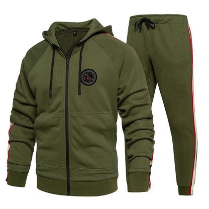 Military Tracksuit Men Autumn Casual Set Male Streetwear Joggers Hooded Jackets + Pants 2 Piece Sets Army Green Sportsuits