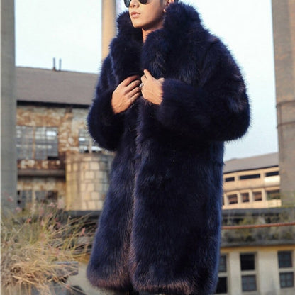 Men's Winter Coats Wool Jackets Long Winter Jacket Fur Parka Men Plus Size The New Faux Fur Fur Coat Korean Style Thick Trench