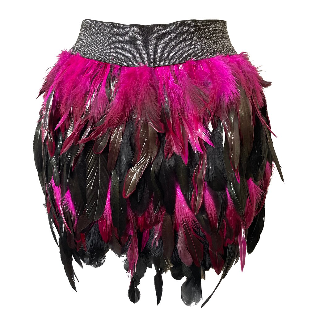 New Design Party Event Plumage Women Harajuku Sexy Lingerie Gothic Harness Garters Belt Swan Feather Skirt