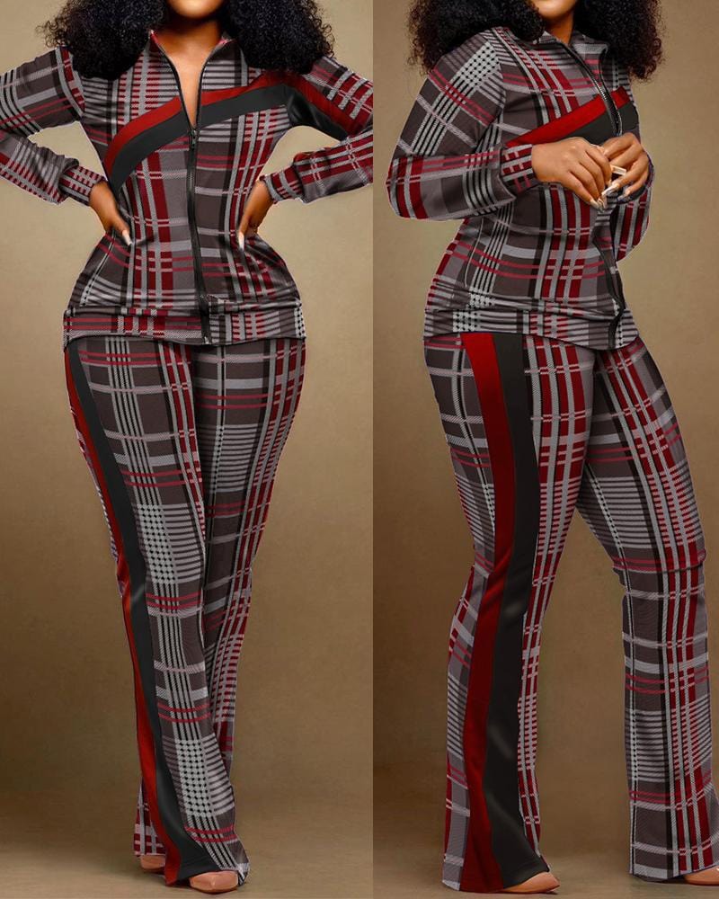 2022 Autumn Winter Fashion Print Two Piece Set Women Casual Sportwear