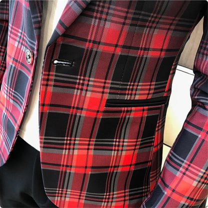 Spring New Colorblock Plaid Blazer Men Slim Casual Man Blazers Wedding Business Party Clothing Dress Coat Blazer M-3XL
