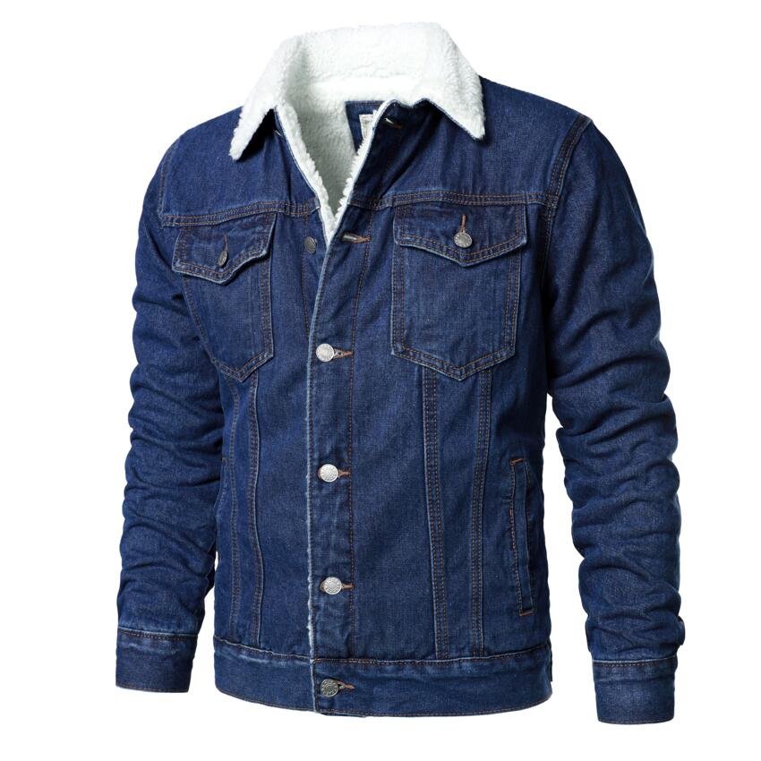 Men Light Blue Denim Jackets Slim Casual Denim Coats New Male High Quality Cotton Thicker Winter Jean Jackets Warm Coats XS-6XL