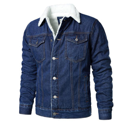 Men Light Blue Denim Jackets Slim Casual Denim Coats New Male High Quality Cotton Thicker Winter Jean Jackets Warm Coats XS-6XL