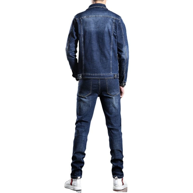 Spring denim jacket men 2021 new suit jacket jacket pants two pieces of men&#39;s spring and autumn models