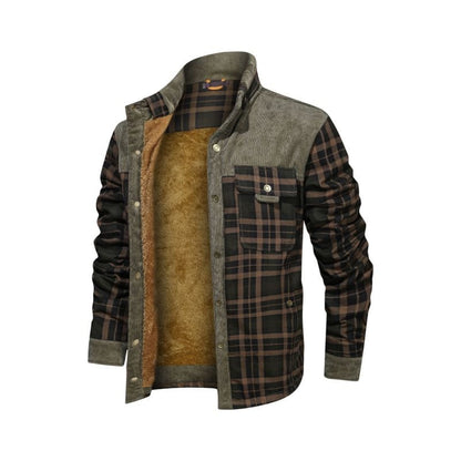 Fannel Shirt Style Jacket Autumn Winter Men's Warm Cotton Outwear Fleece Thick Daily Leisure Multiple Pockets Coat