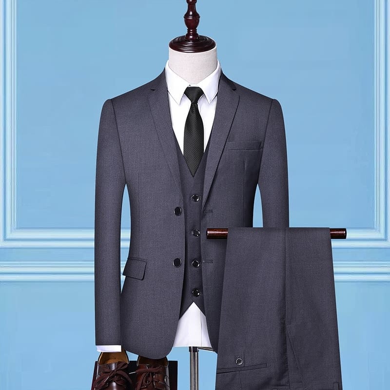 Formal Business Wedding 3 Pieces Suit Set / Male 2022 Blazers Jacket Pants Vest Trousers Dress Waistcoat