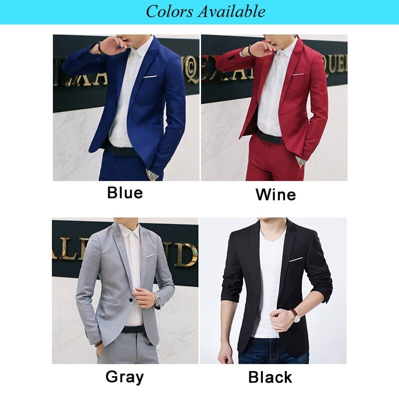 2022 Fashion Men Blazer Coat Slim Suit Formal One Button Black Casual Business Daily Jackets M-3XL Men Suit Jackets