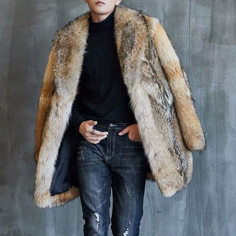 2021 High-end Direct Sales Men&#39;s Medium and Long Wolf Fur Coat Fur Coat Mink Fur Coat Men