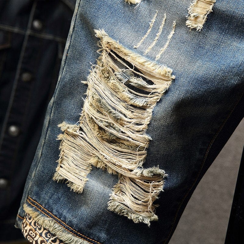 New Men vintage Ripped bermudas Jeans Short Summer Streetwear Hip hop male Casual Holes Straight Denim shorts Plus Size 40