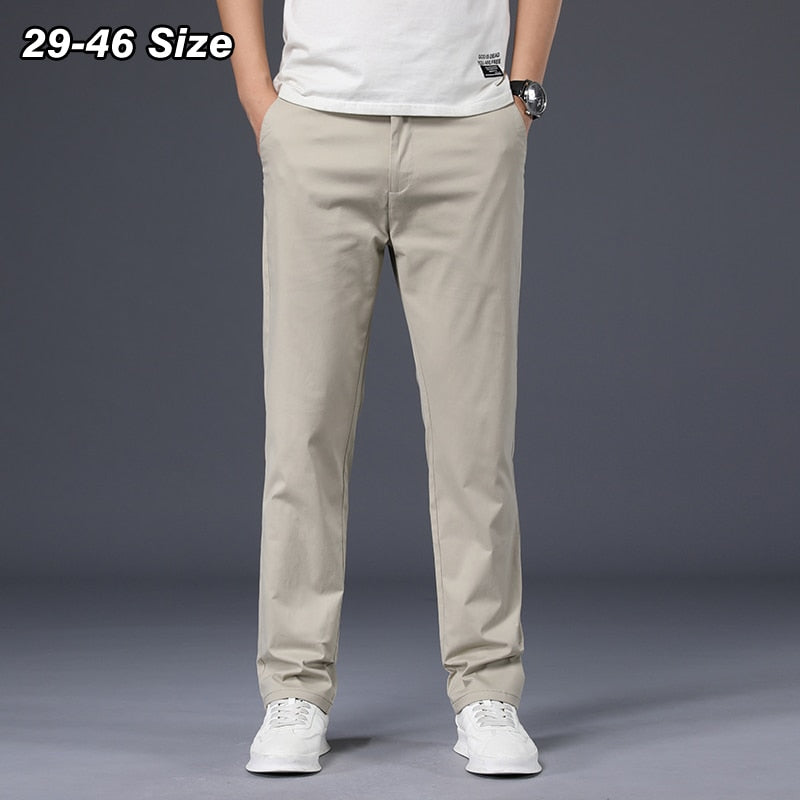 Plus Size 42 44 46 Classic Men&#39;s Straight Casual Pants 2022 Summer Thin Fashion Loose Business Cotton Trousers Brand Clothing