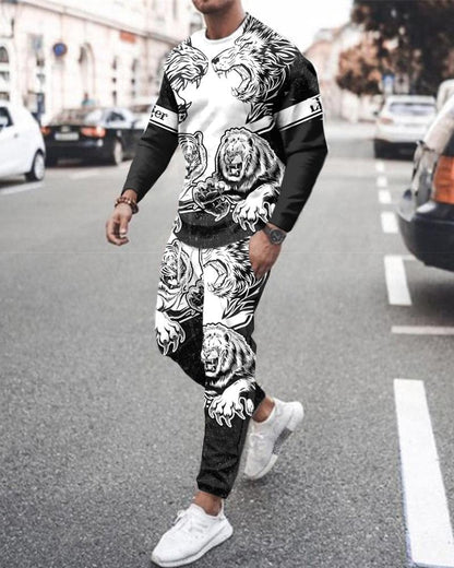 Men' s 3D SET Printed Long Sleeve Suit Men' s Sportswear Long Sleeve Men's