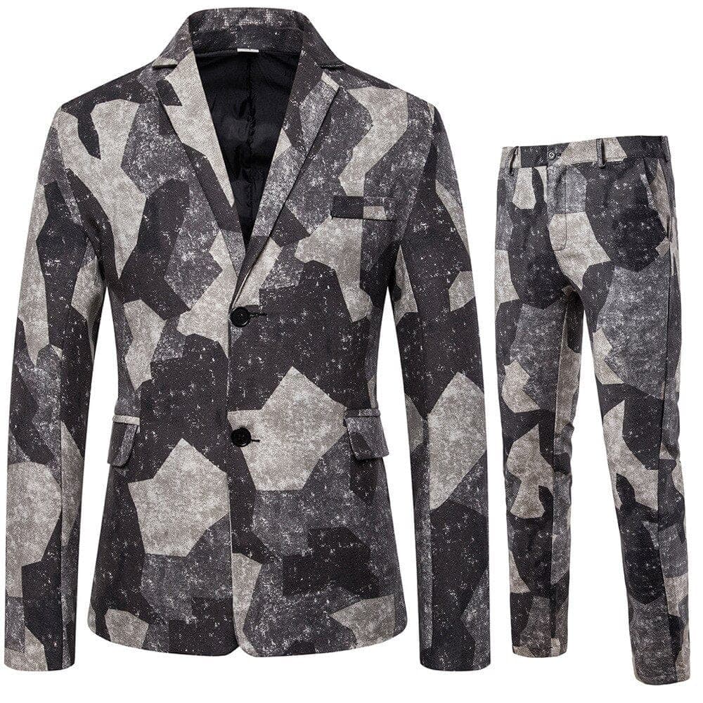 New Men's Fashion Suit Two-piece Casual Blazers 3D Floral Print Fashion Men Blazer Mens Suits with Pants Party Stage Bar