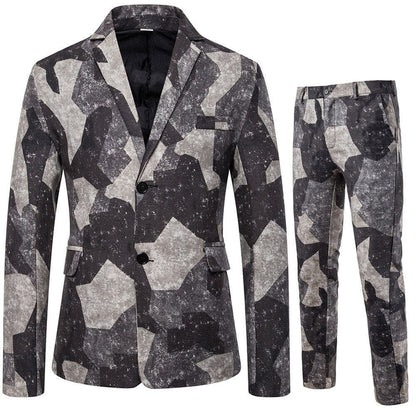 New Men's Fashion Suit Two-piece Casual Blazers 3D Floral Print Fashion Men Blazer Mens Suits with Pants Party Stage Bar