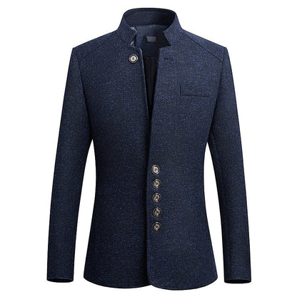 Custom Blazers Chinese Style Stand Collar Printed Suit Jacket / High End Business Casual Large Size M-5XL