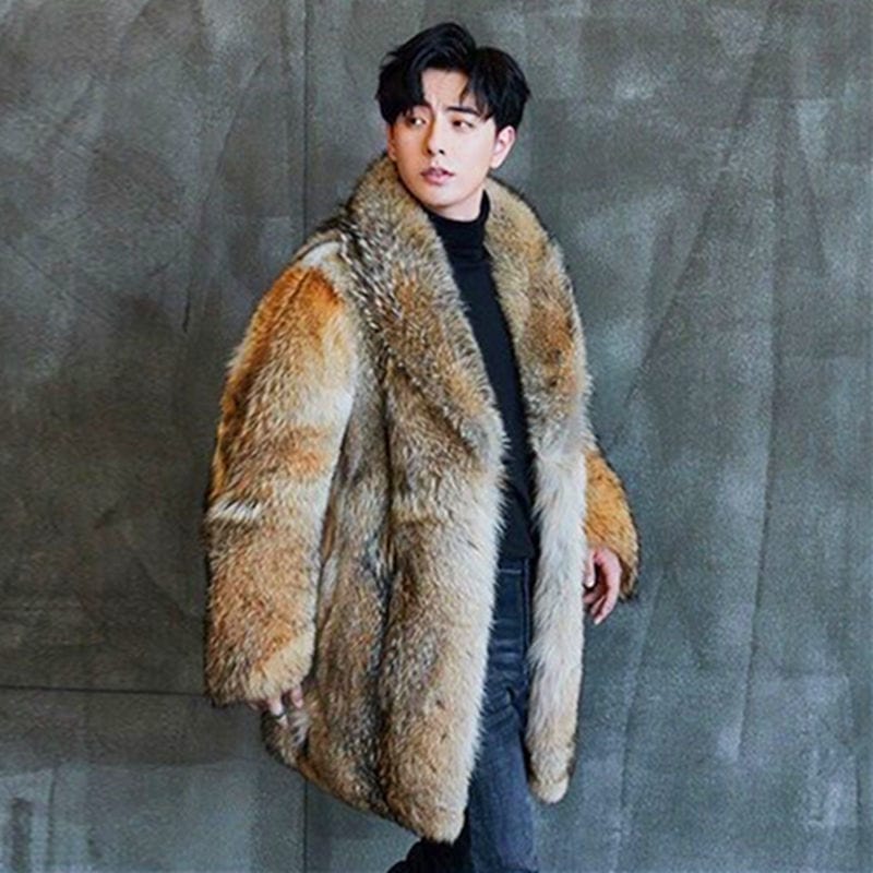 2021 High-end Direct Sales Men&#39;s Medium and Long Wolf Fur Coat Fur Coat Mink Fur Coat Men