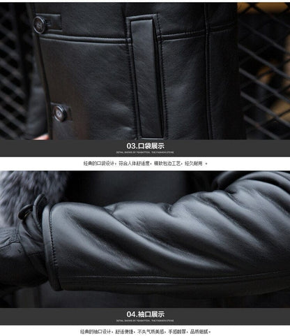 PFHQ  Winter New Shearling Leather Elegant Long Coat Men's Fox Hair Collar Imitation Fur Design Luxury Trendy Thermal Jacket