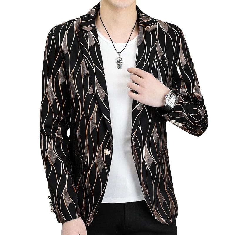 2022 New Black Bronzing Men Blazers Slim Fit Business Casual Suit Jacket Streetwear Social Wedding Dress Coat Costume Homme